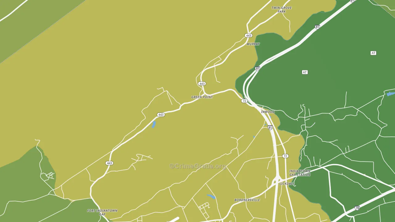 Green Point, PA Map of Robbery Rates