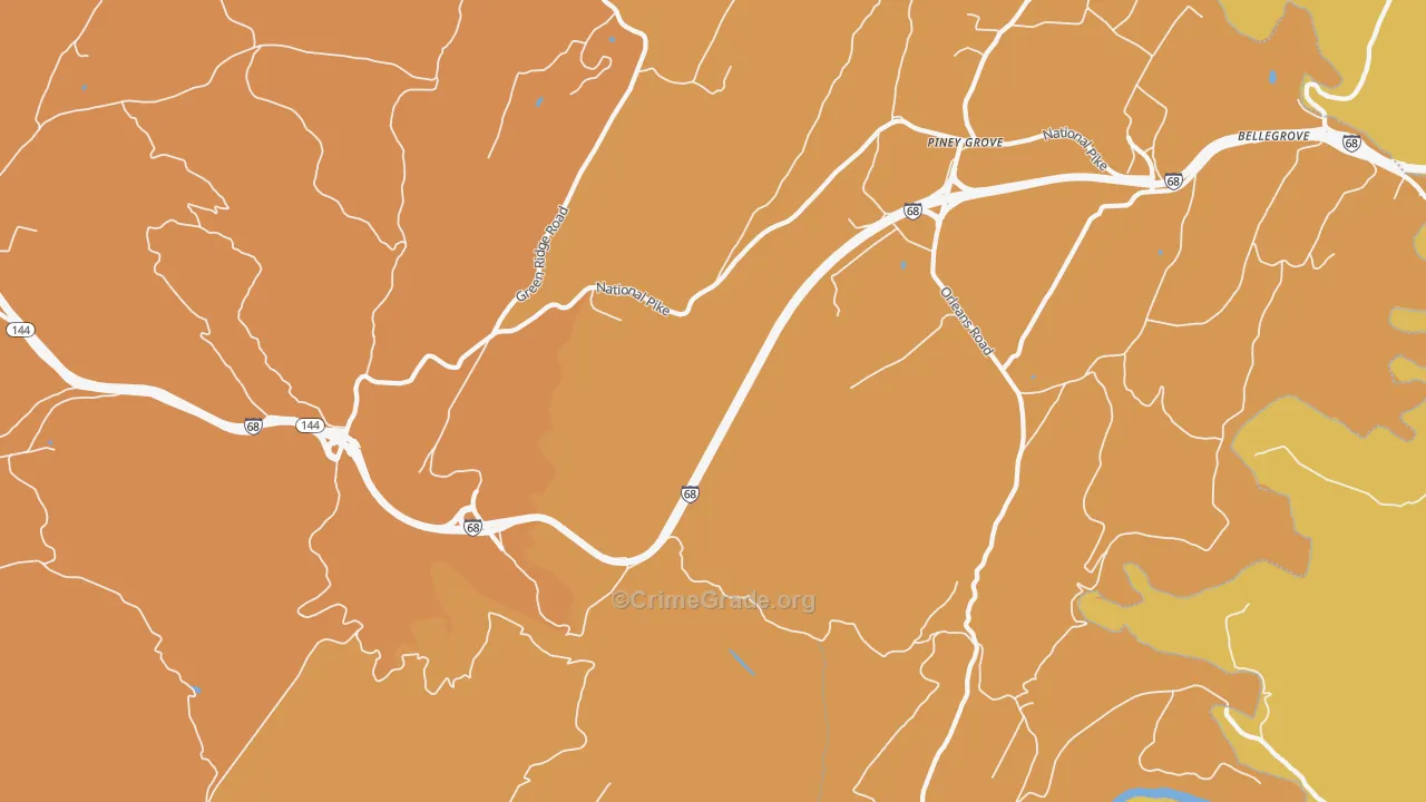 Green Ridge, MD Map of Robbery Rates
