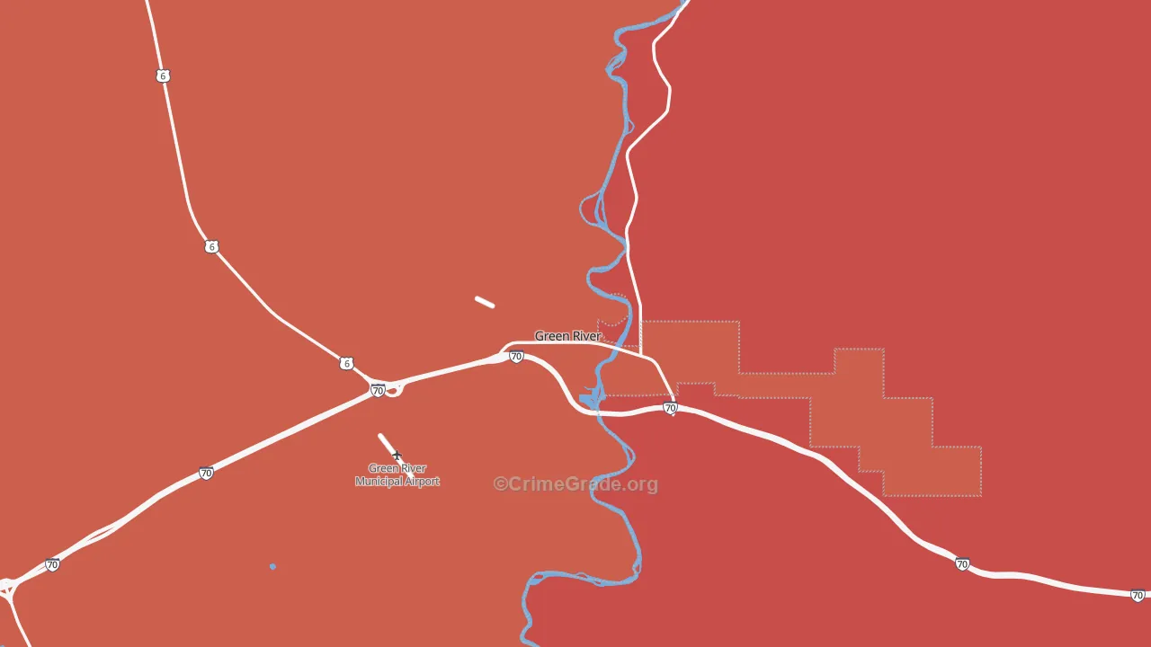 Green River, UT Map of Robbery Rates