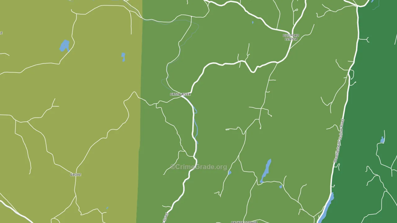 Green River, VT Map of Robbery Rates