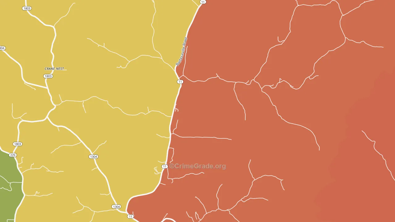 Green Road, KY Map of Robbery Rates
