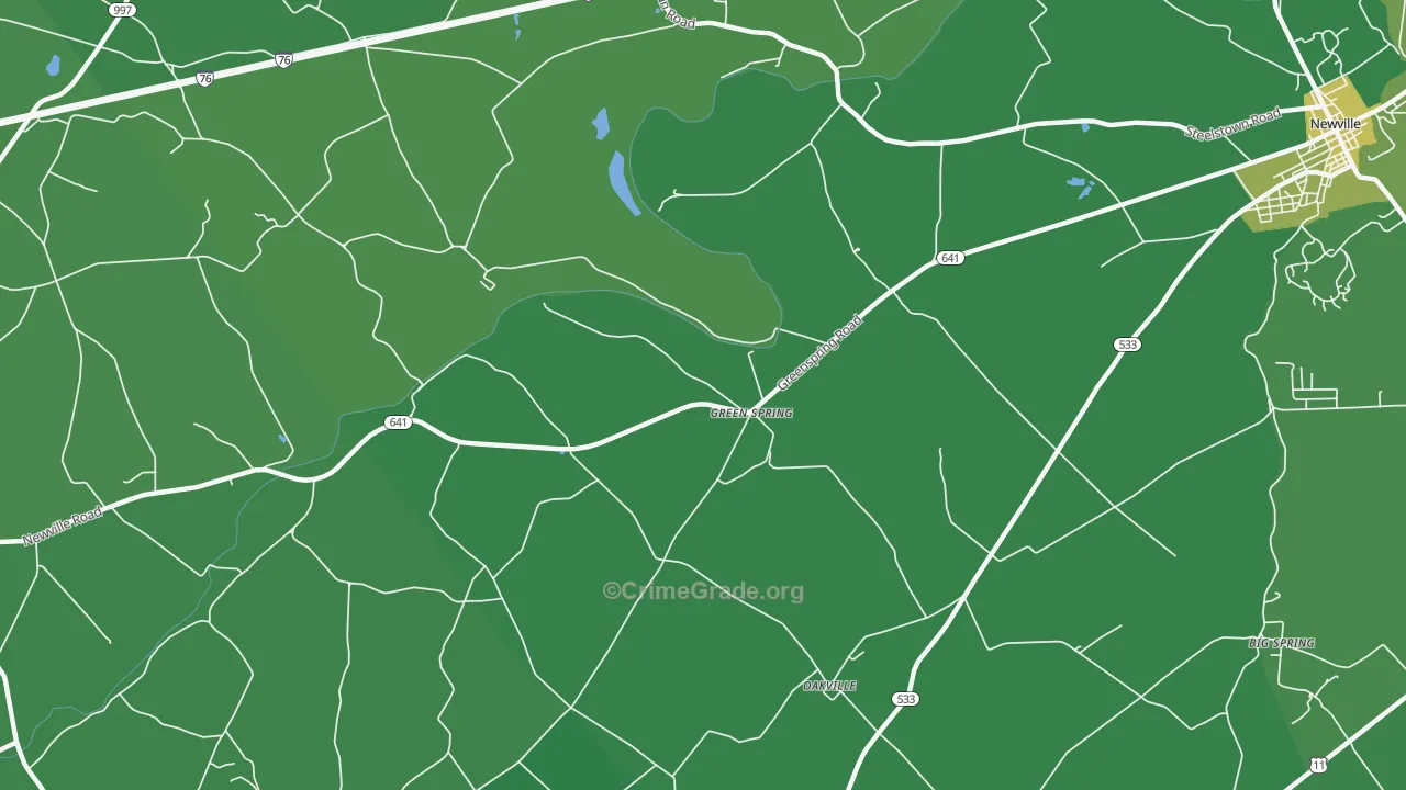 Green Spring, PA Map of Robbery Rates