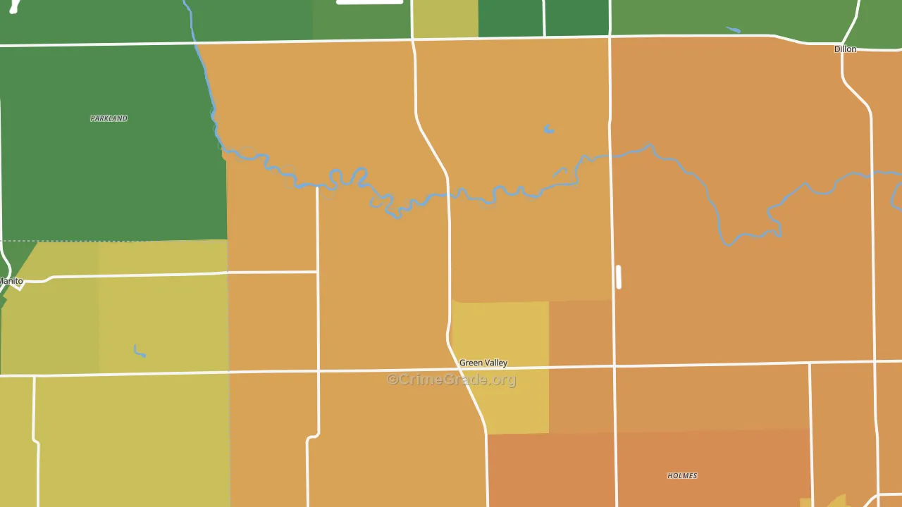 Green Valley, IL Map of Robbery Rates