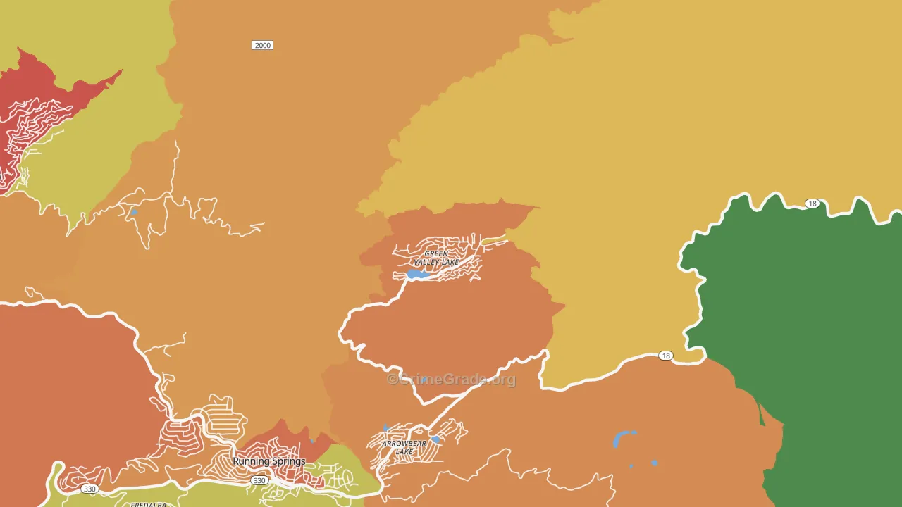 Green Valley Lake, CA Map of Robbery Rates