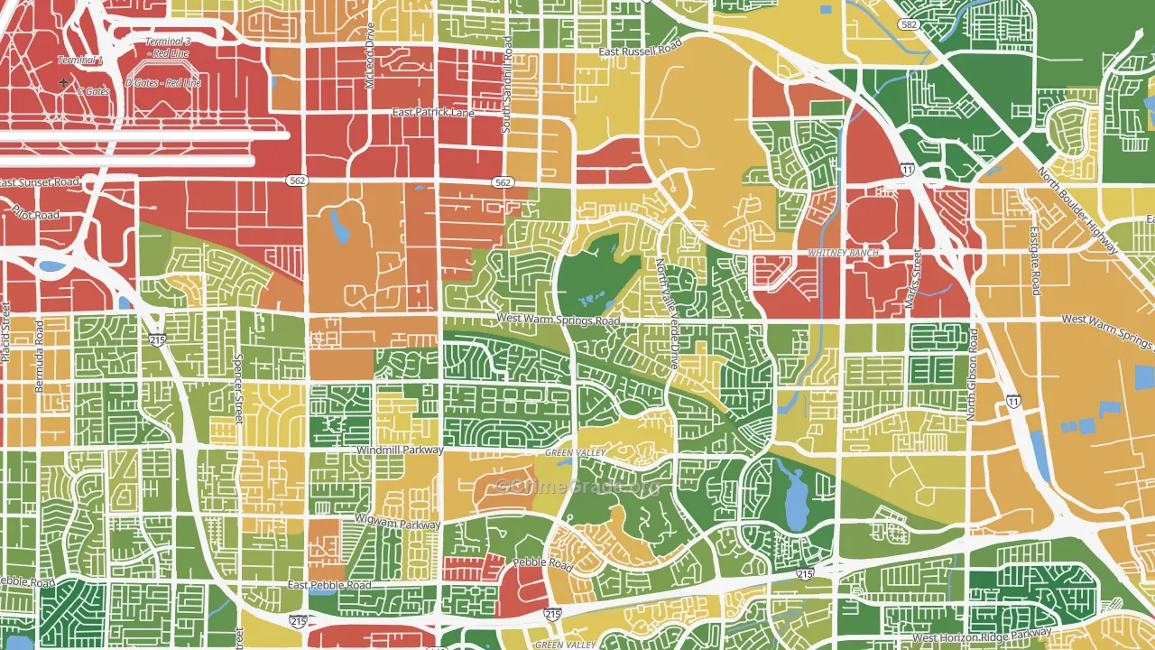 Green Valley North, Henderson, NV Map of Robbery Rates