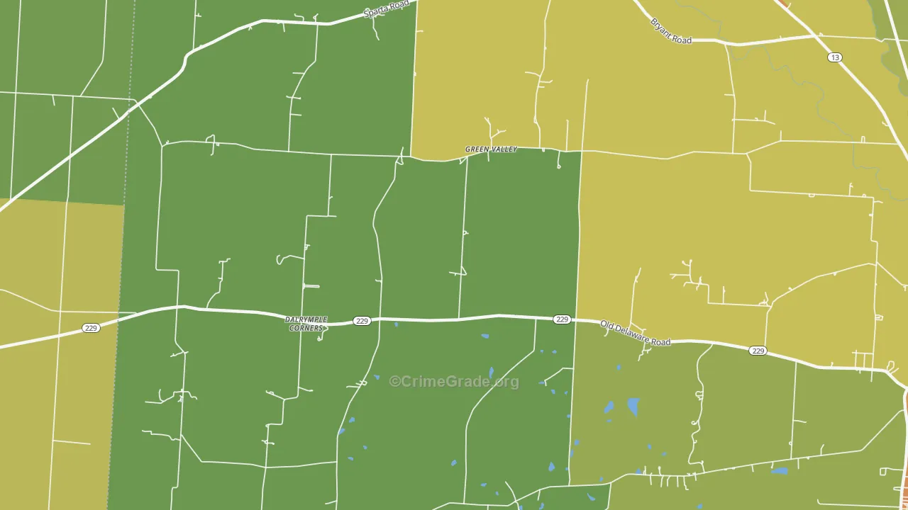 Green Valley, OH Map of Robbery Rates