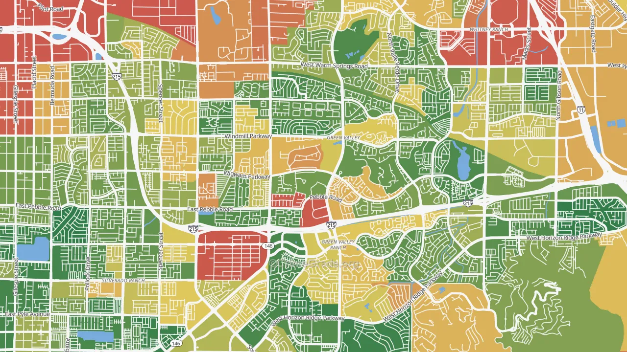Green Valley South, Henderson, NV Map of Robbery Rates