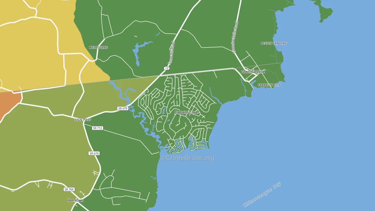 Greenbackville, VA Map of Robbery Rates