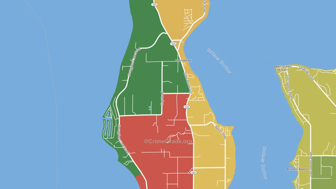 Greenbank, WA Map of Robbery Rates
