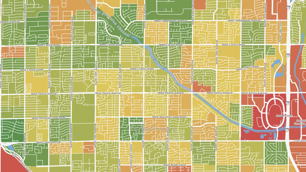 Greenbriar, Glendale, AZ Map of Robbery Rates