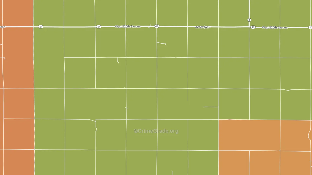Greenbush, KS Map of Robbery Rates