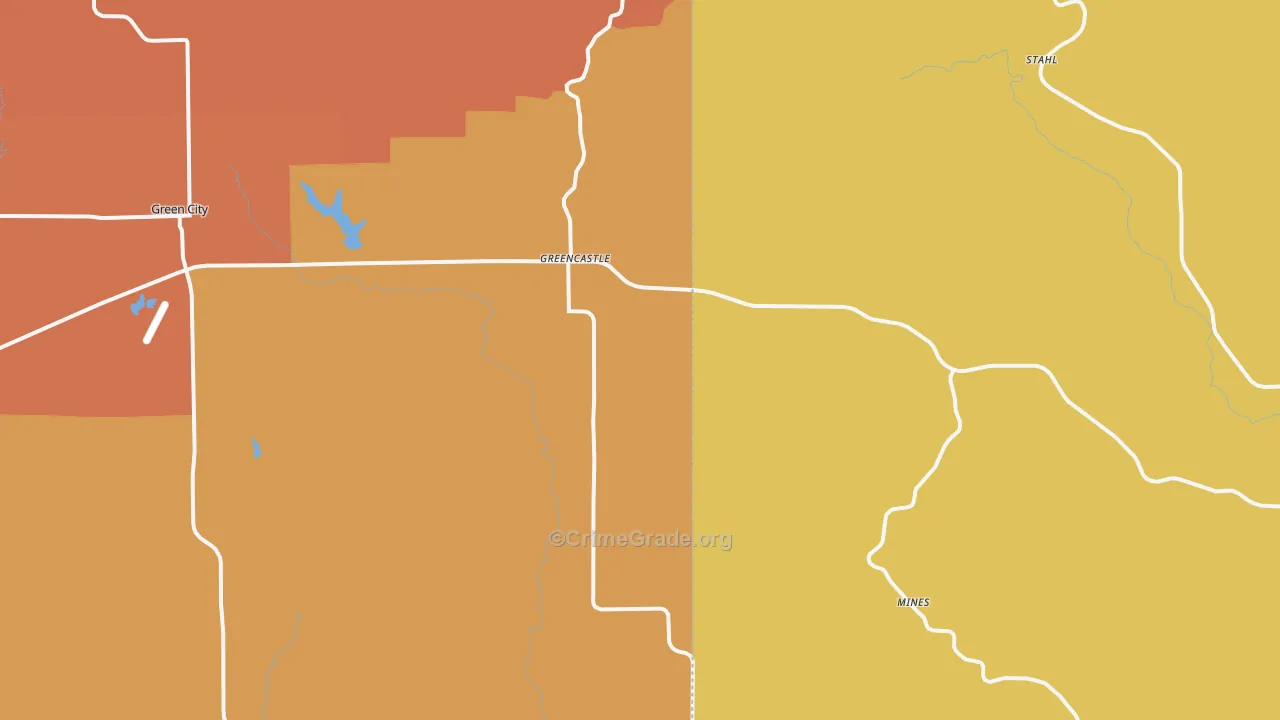 Greencastle, MO Map of Robbery Rates