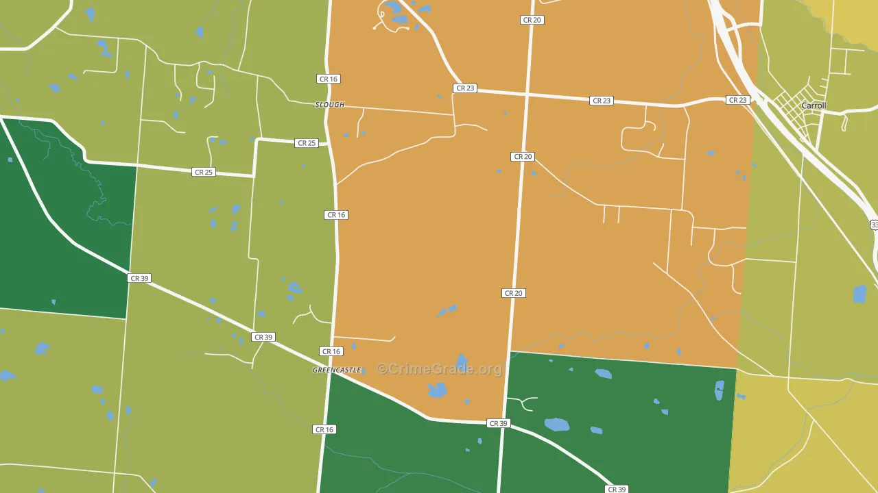 Greencastle, OH Map of Robbery Rates