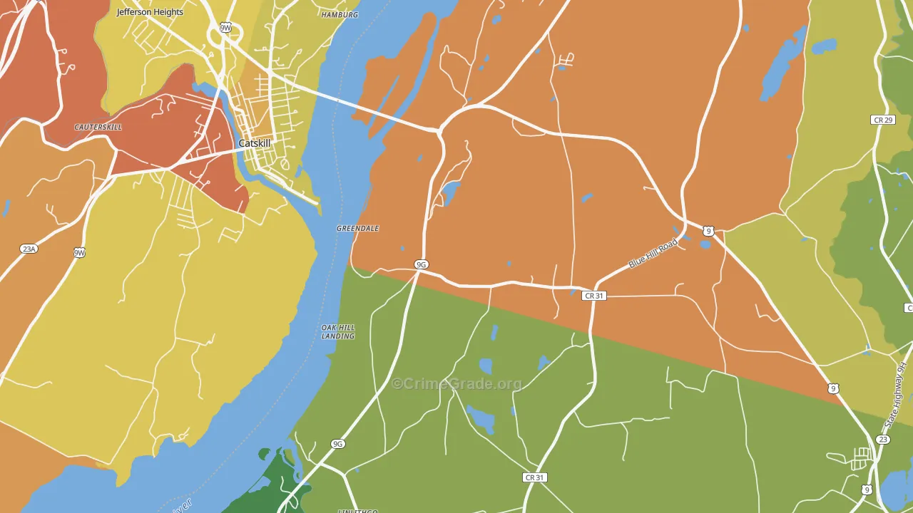 Greendale, NY Map of Robbery Rates