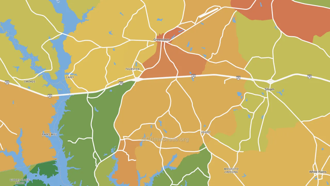 Greene County, GA Map of Robbery Rates