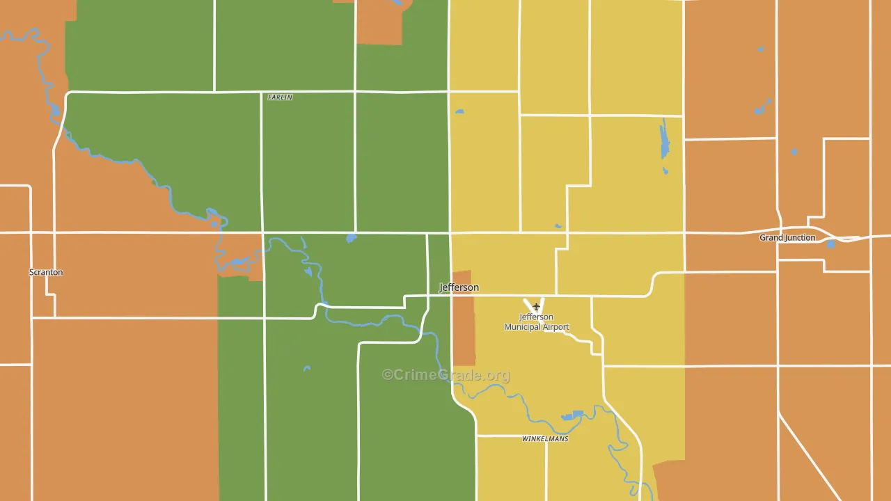 Greene County, IA Map of Robbery Rates