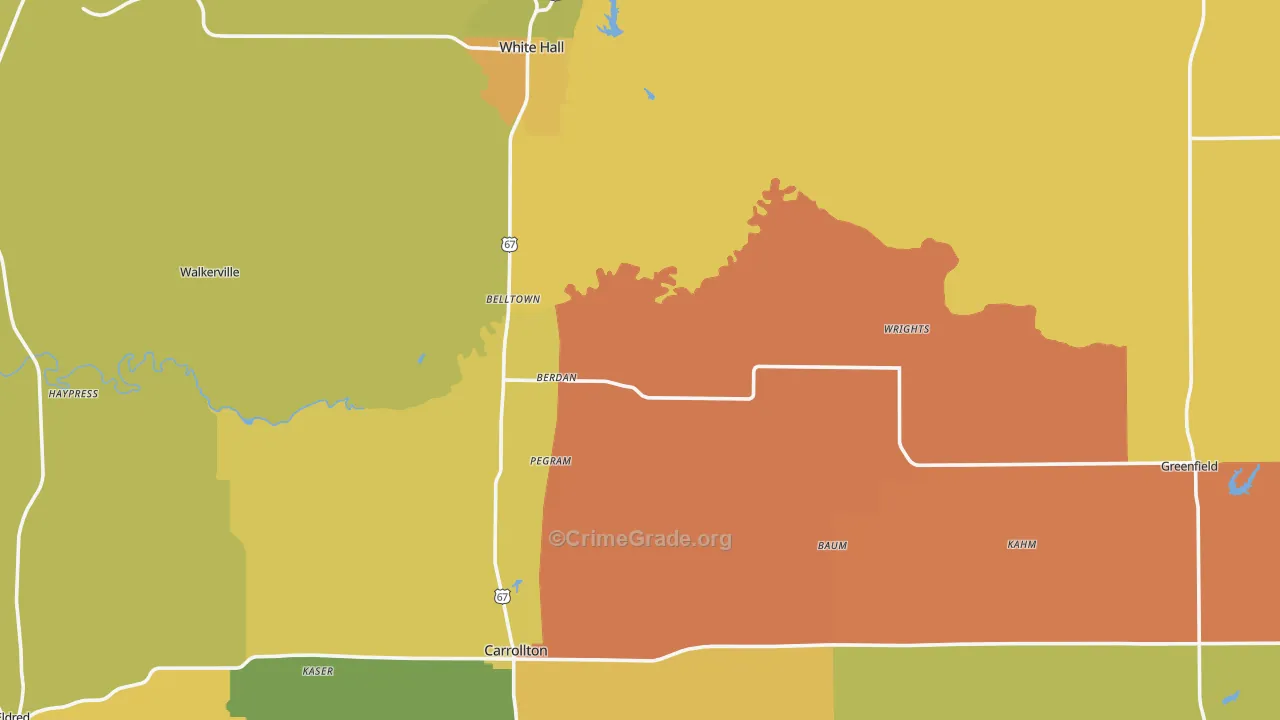 Greene County, IL Map of Robbery Rates