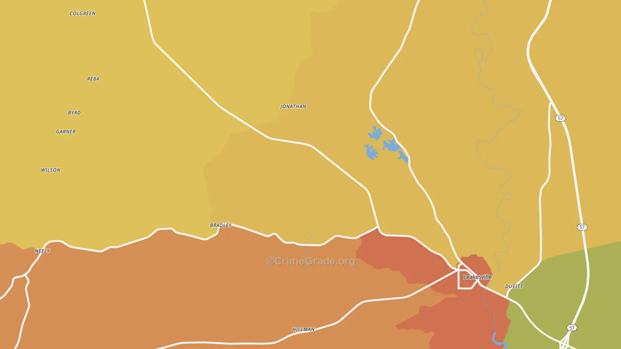 Greene County, MS Map of Robbery Rates