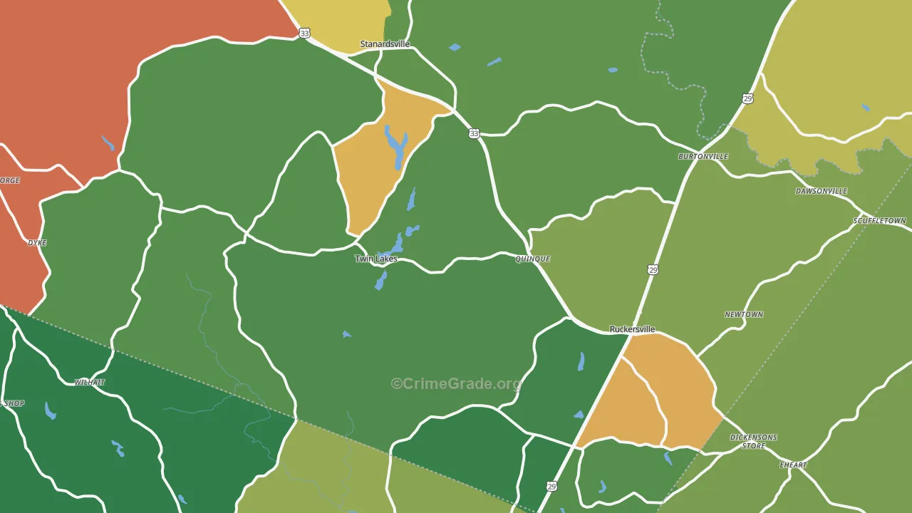 Greene County, VA Map of Robbery Rates