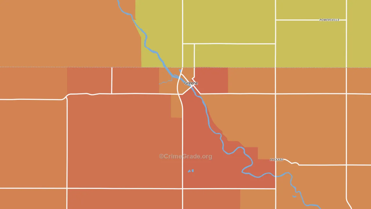 Greene, IA Map of Robbery Rates