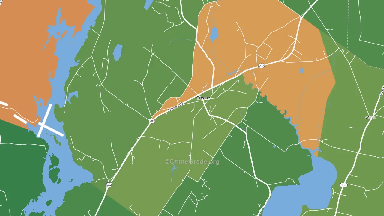 Greene, ME Map of Robbery Rates