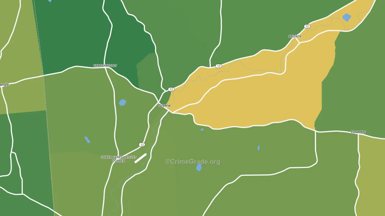 Greene, NY Map of Robbery Rates