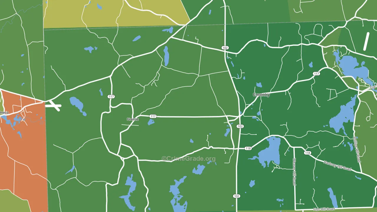 Greene, RI Map of Robbery Rates