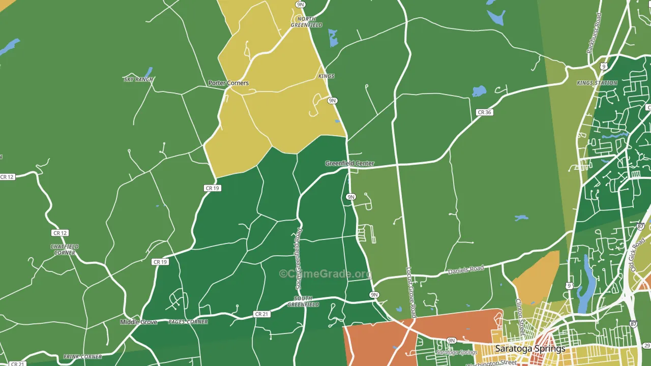Greenfield Center, NY Map of Robbery Rates
