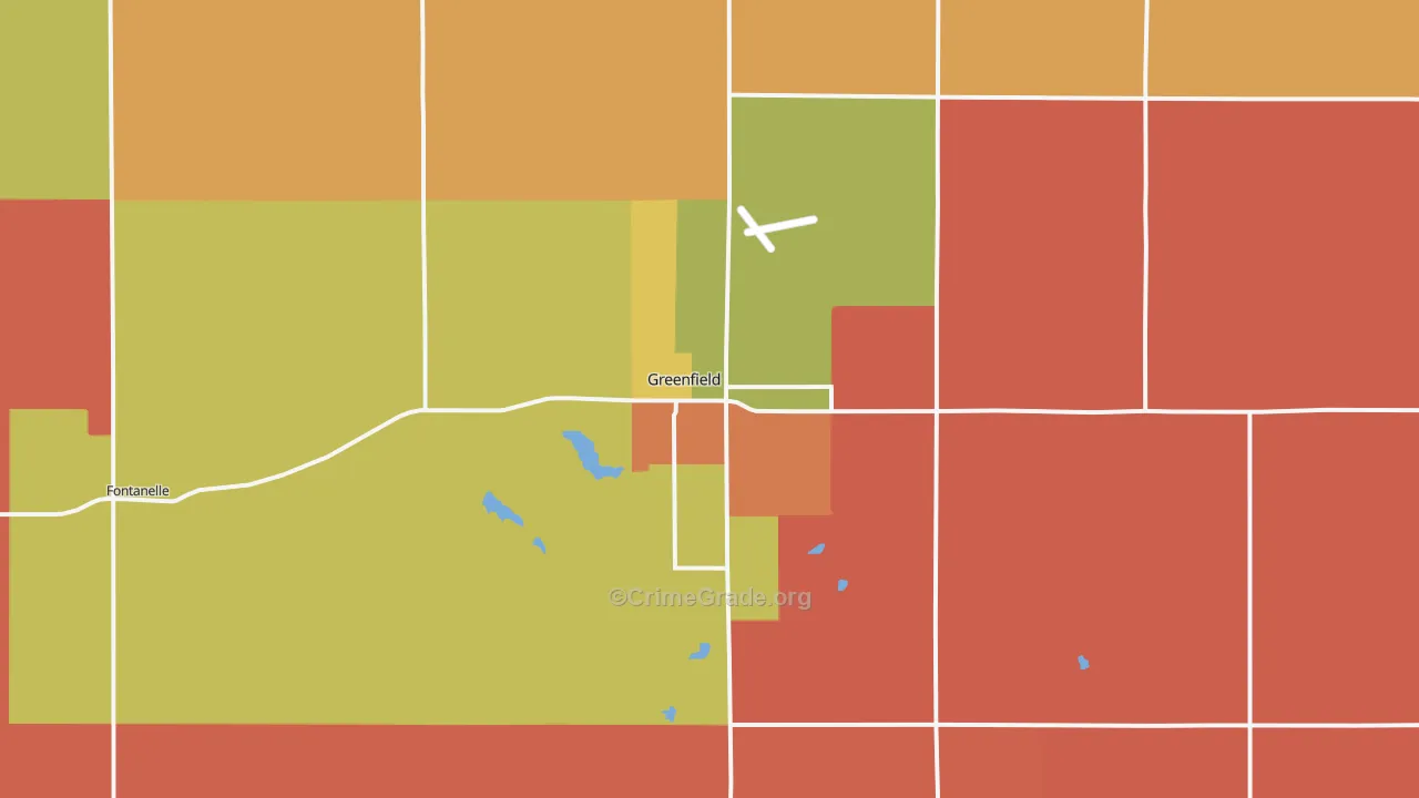 Greenfield, IA Map of Robbery Rates