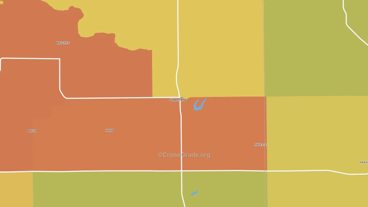 Greenfield, IL Map of Robbery Rates