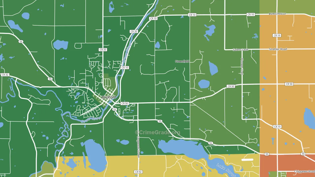Greenfield, MN Map of Robbery Rates