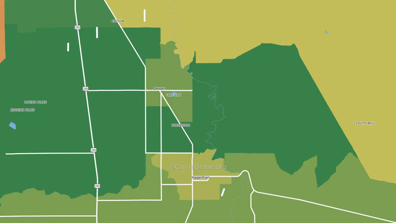 Greenfield, NM Map of Robbery Rates