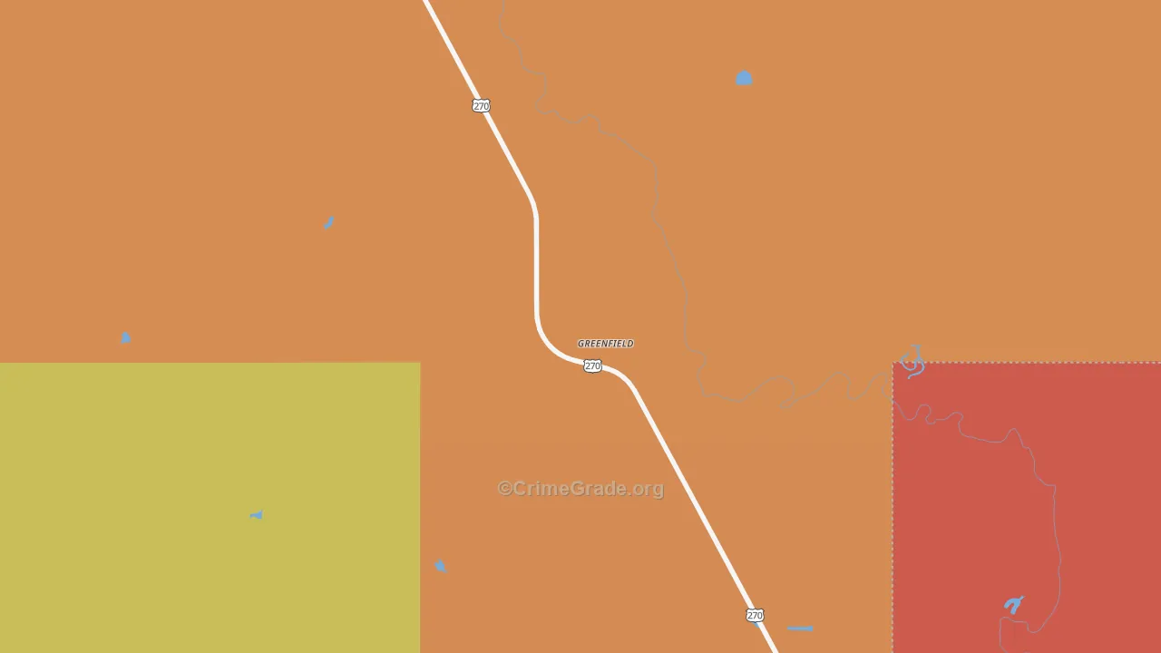 Greenfield, OK Map of Robbery Rates