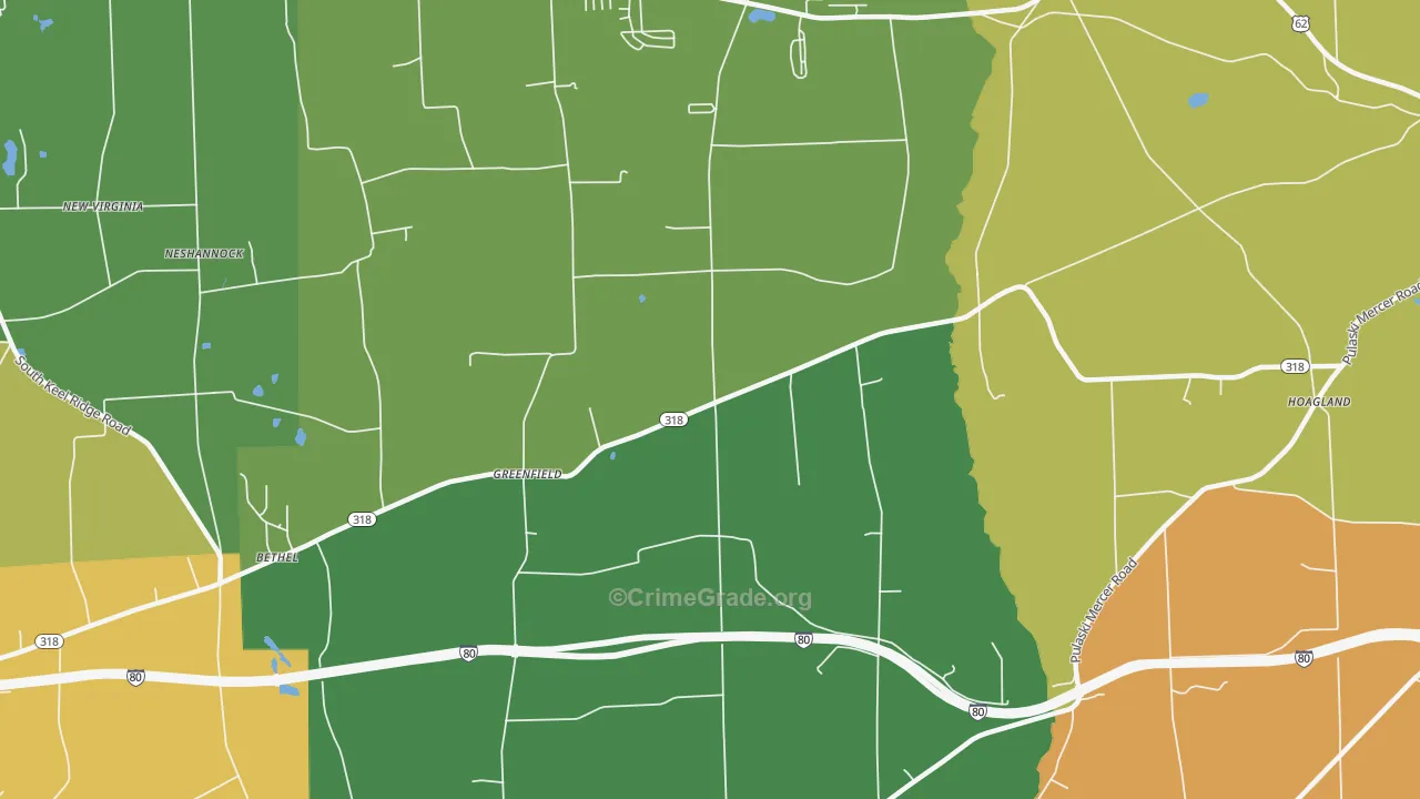 Greenfield, PA Map of Robbery Rates
