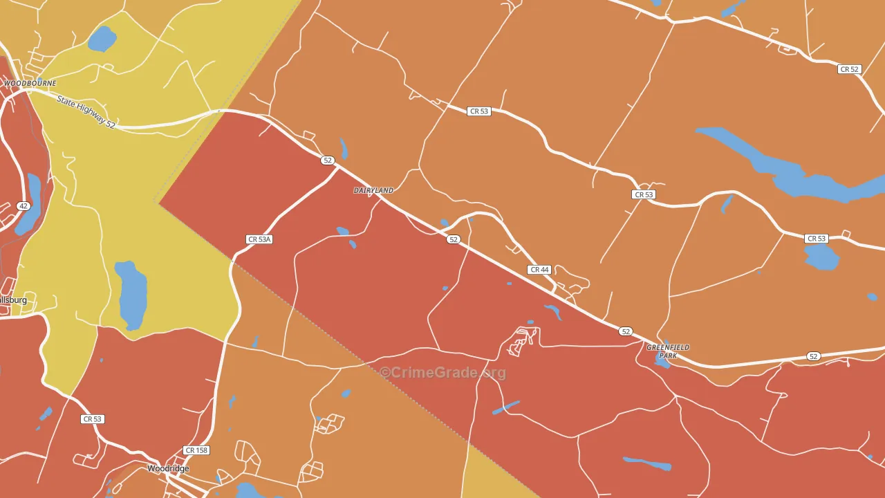 Greenfield Park, NY Map of Robbery Rates