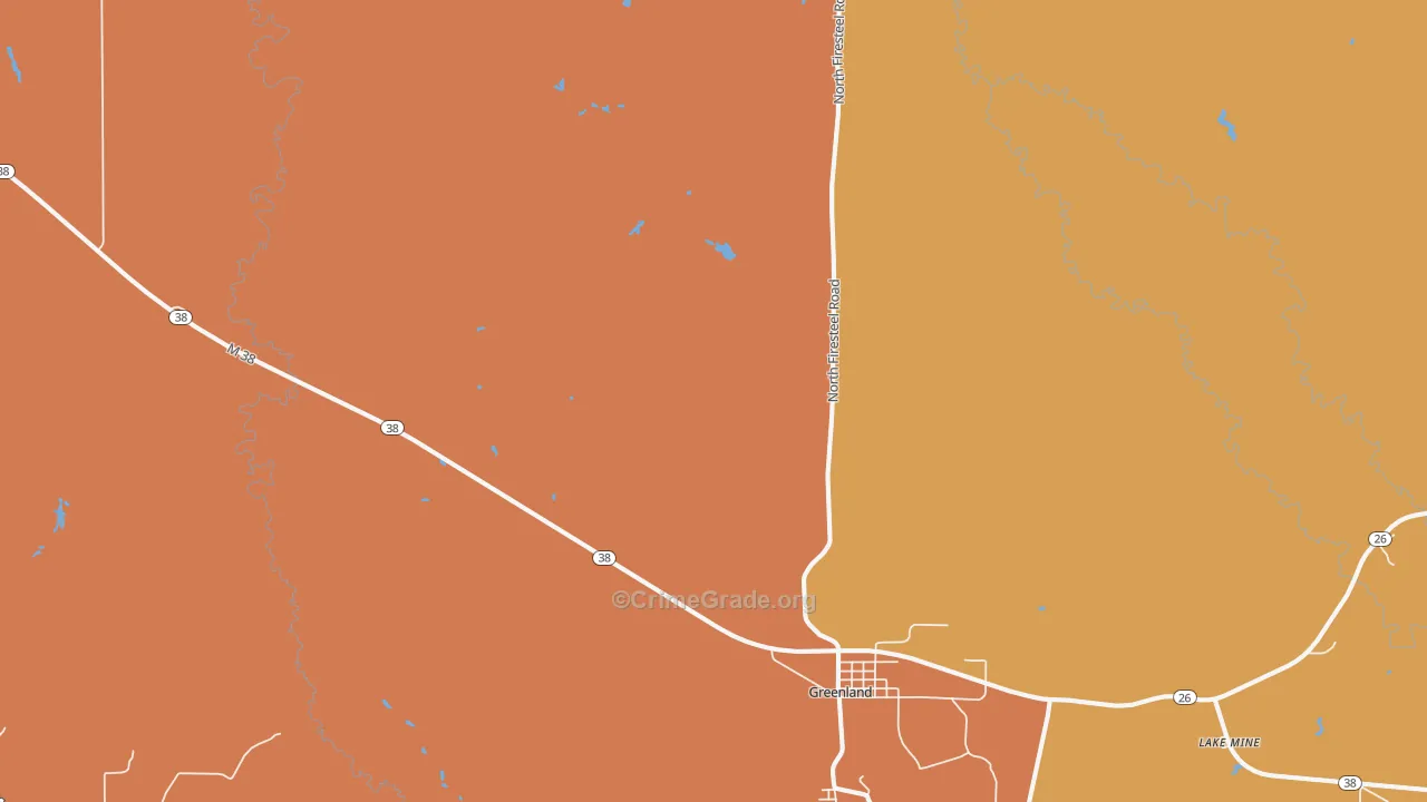 Greenland, MI Map of Robbery Rates