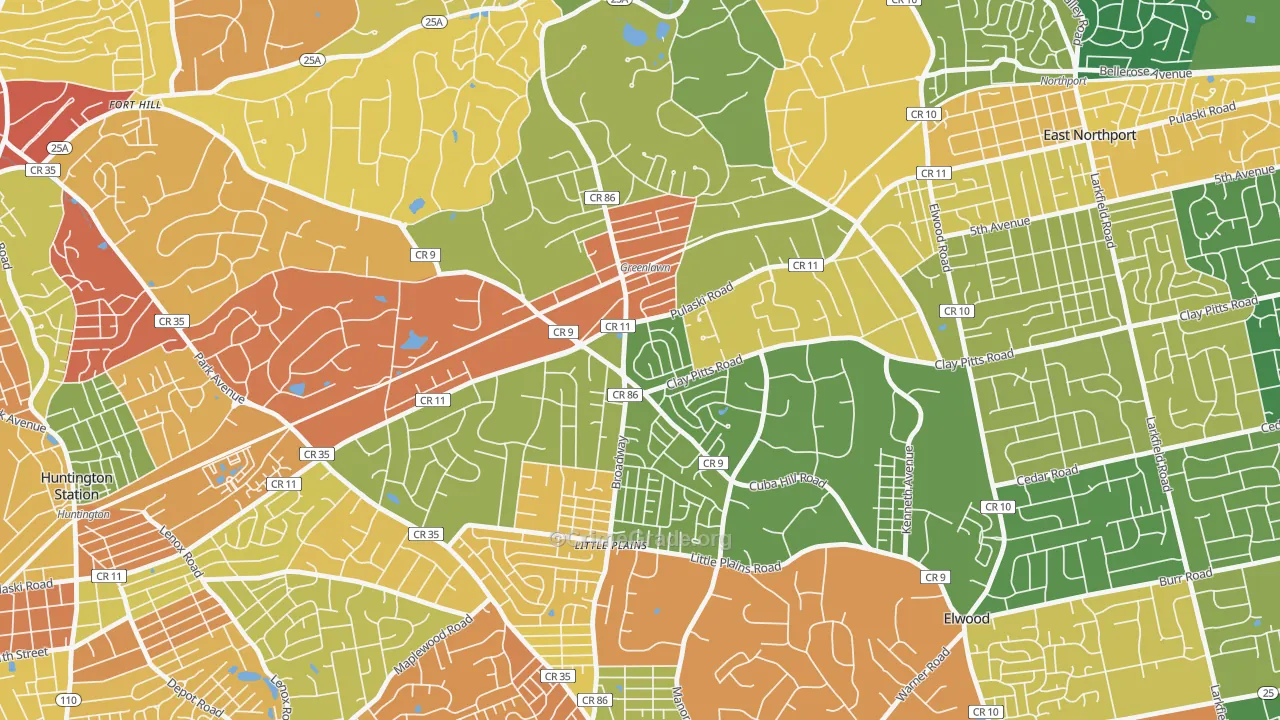 Greenlawn, NY Map of Robbery Rates
