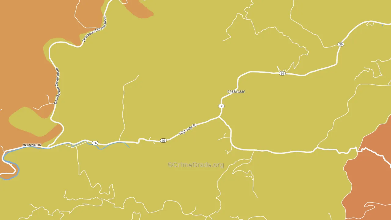 Greenleaf, OR Map of Robbery Rates