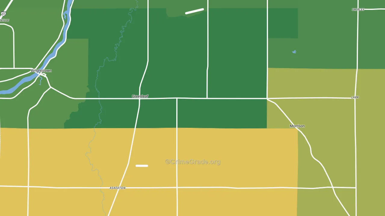 Greenleaf, WI Map of Robbery Rates