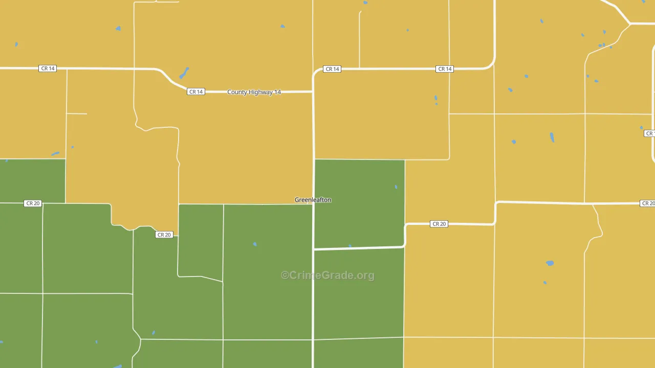 Greenleafton, MN Map of Robbery Rates
