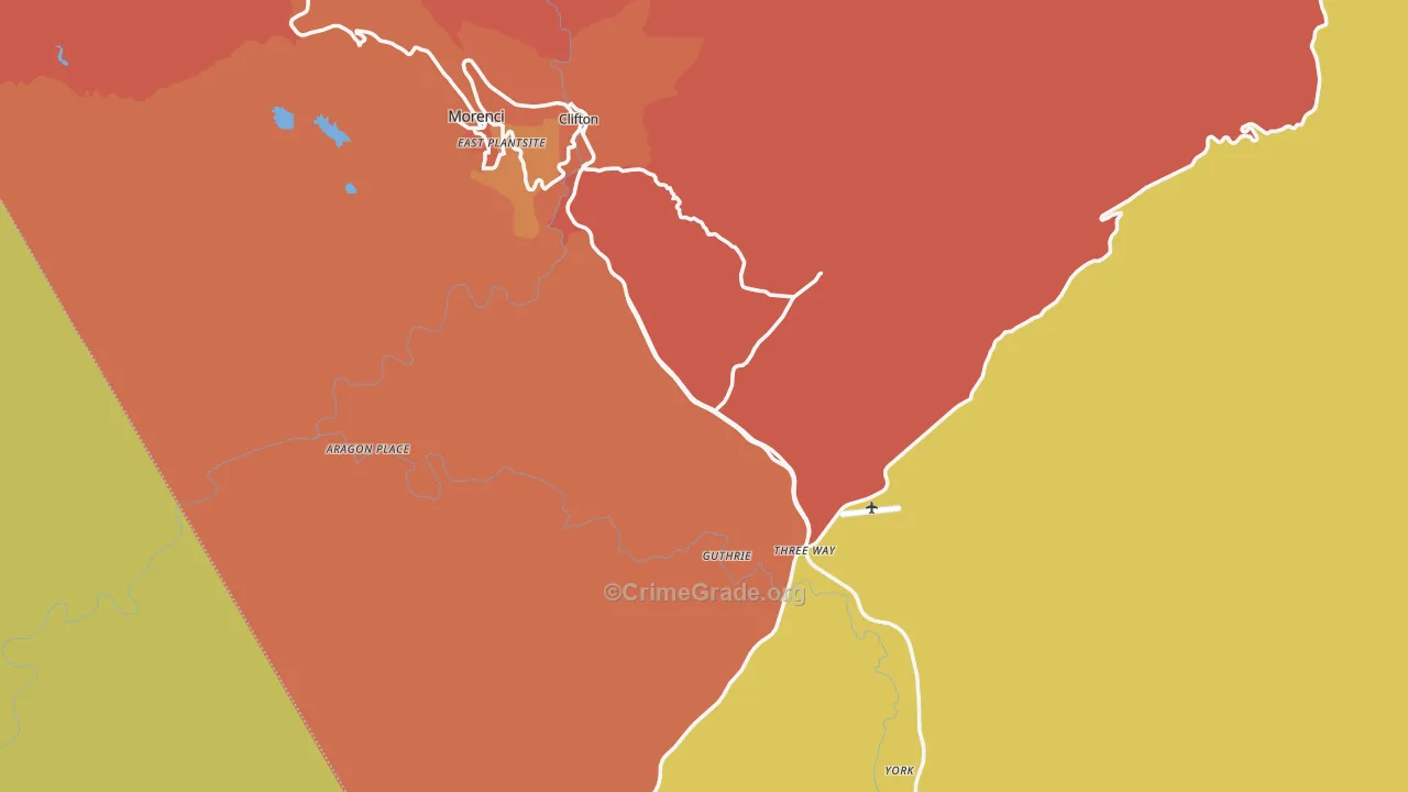 Greenlee County, AZ Map of Robbery Rates