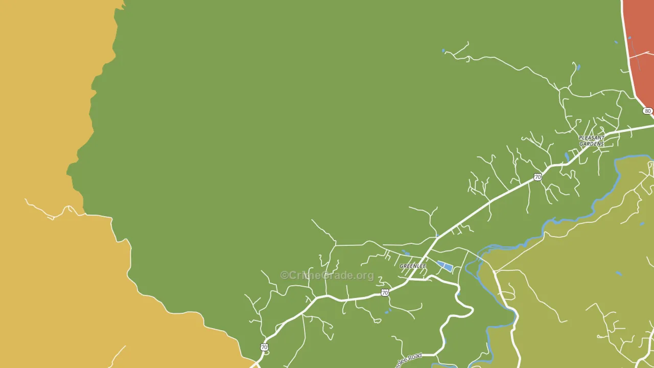 Greenlee, NC Map of Robbery Rates