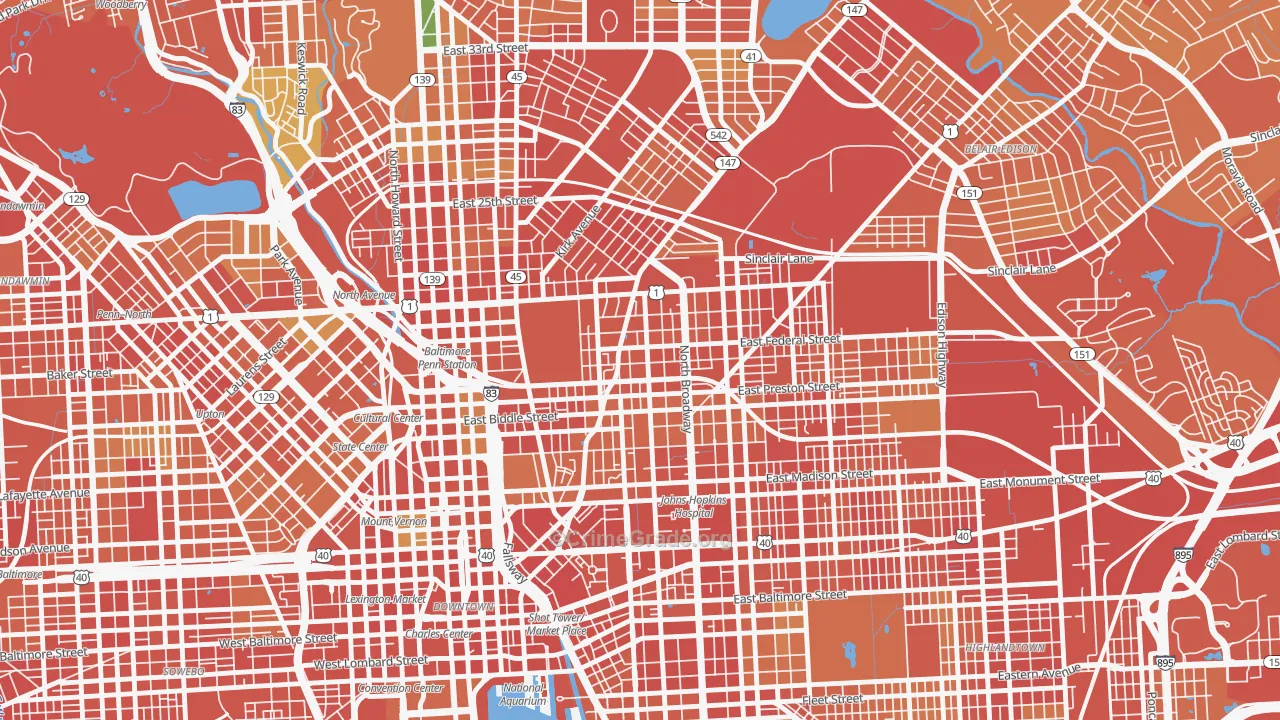 Greenmount, Baltimore, MD Map of Robbery Rates