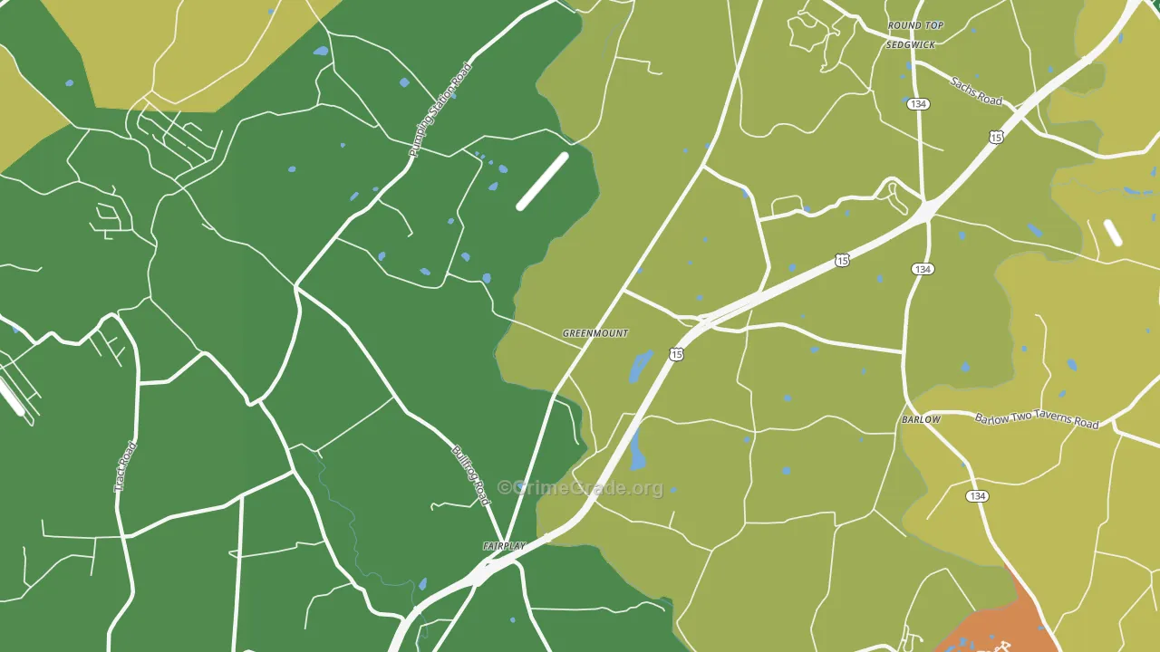 Greenmount, PA Map of Robbery Rates