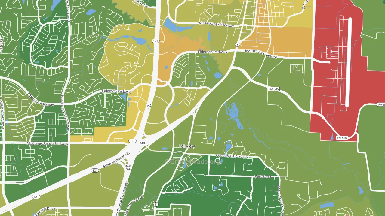 Greens of McKinney, McKinney, TX Map of Robbery Rates