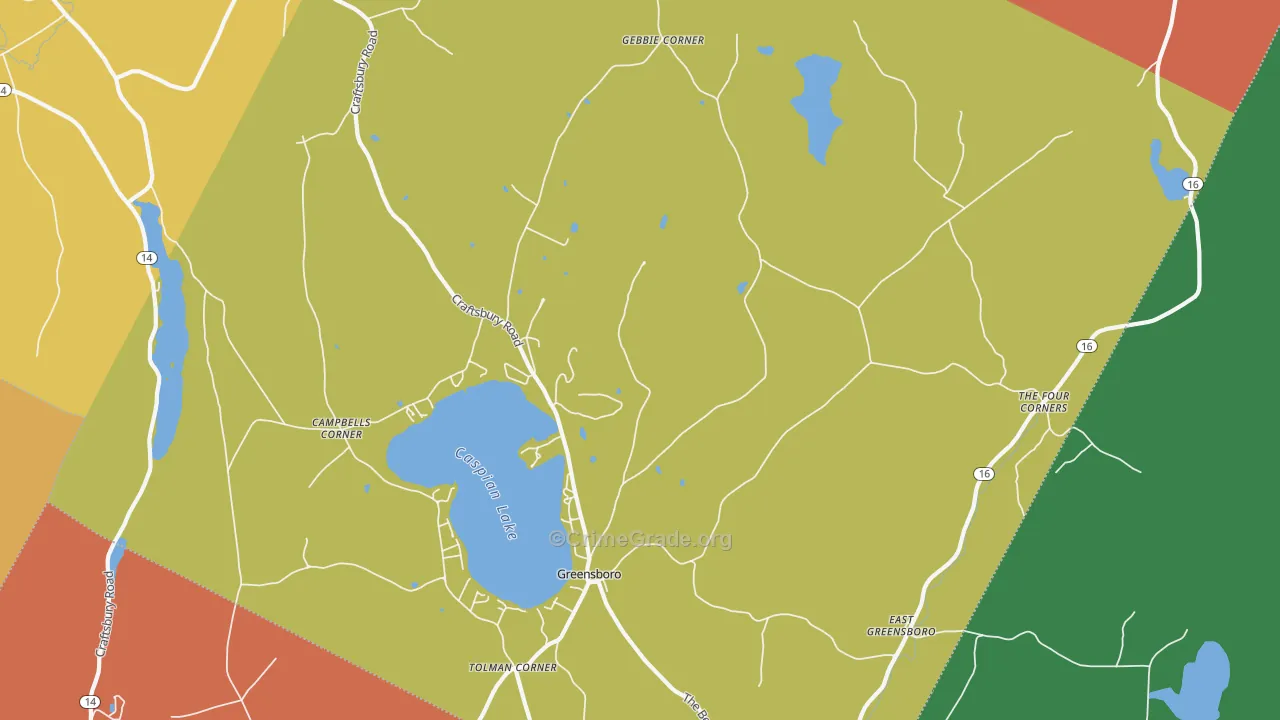 Greensboro, VT Map of Robbery Rates