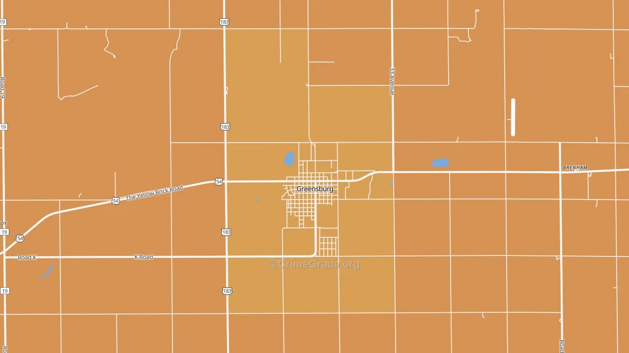 Greensburg, KS Map of Robbery Rates
