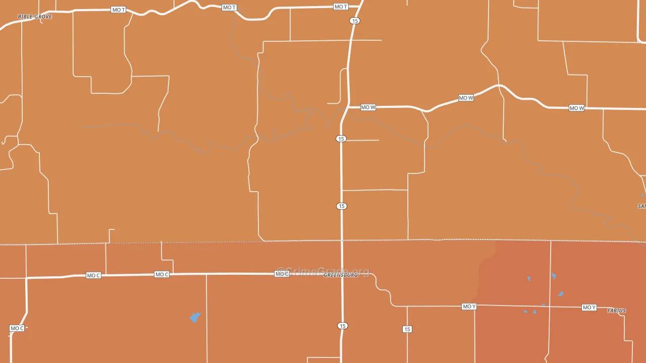 Greensburg, MO Map of Robbery Rates