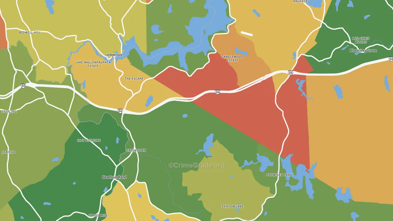 Greentown, PA Map of Robbery Rates