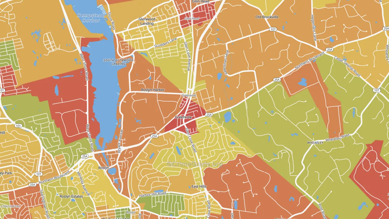 Greenvale, NY Map of Robbery Rates